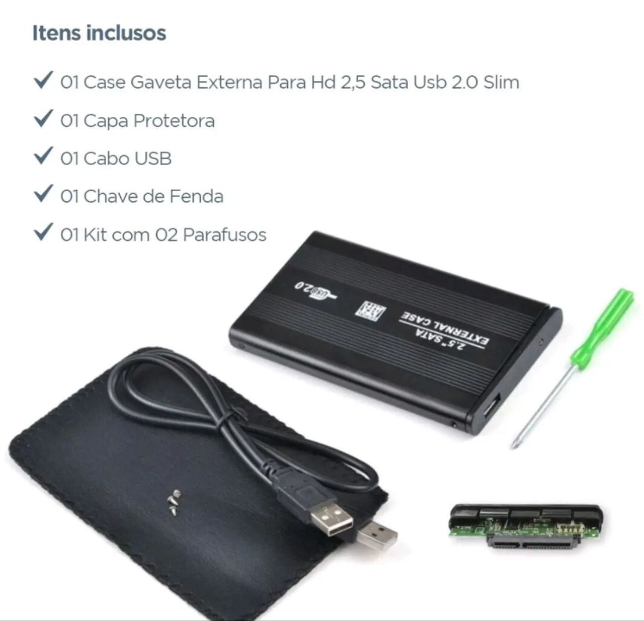 Case Gaveta 2.5 Hd Sata Notebook Usb Externa Pc Xbox Ps3 Wii T2 - Foto 3