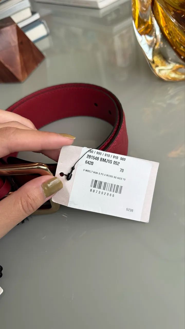 Cinto Gucci Vermelho Micro GG  - Foto 3