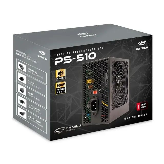 Fonte ATX 500W PS-510BK C3Tech Gaming - Foto 2