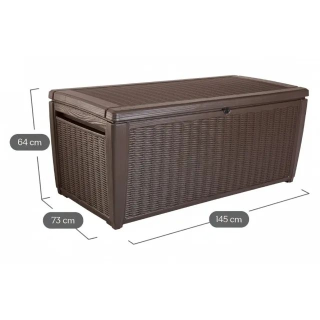 Bau Plástico 511L Keter Sumatra Marrom Quintal Piscina Sol/Chuva Banco 350kg - Foto 2