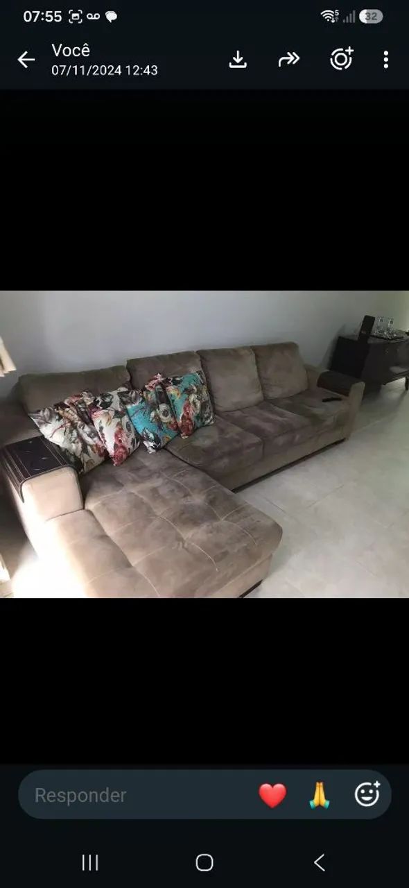 Sofá com chaise - 4 lugares -2,70 m - Ótimo estado