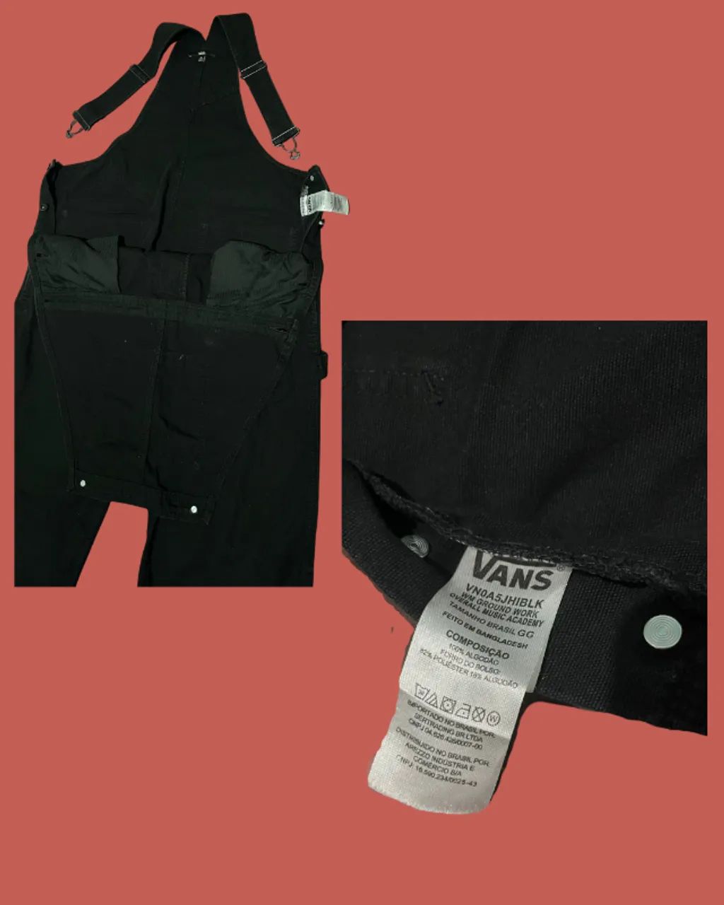 macacão vans ground work overall preto | tam. gg | original - Foto 2