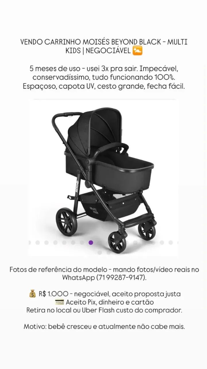 Carrinho Moisés Beyond Black - Multi Kids | Conservadíssimo