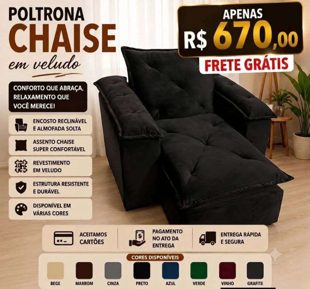 Poltrona chaise na promoção 