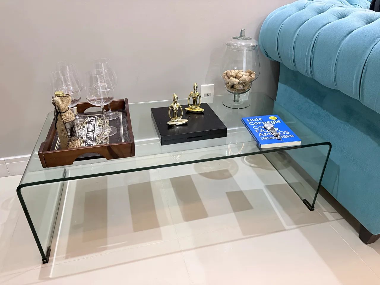 Mesa De Centro Em Vidro Curvo em perfeito estado  - Foto 2