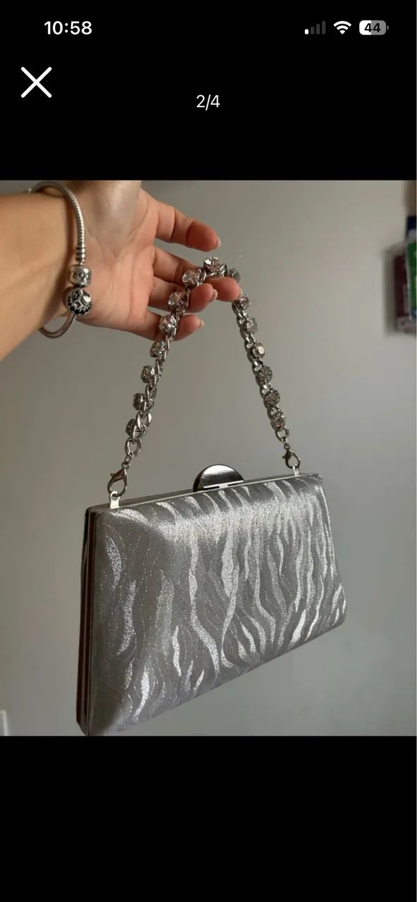 Bolsa / Clutch festa prata  - Foto 3