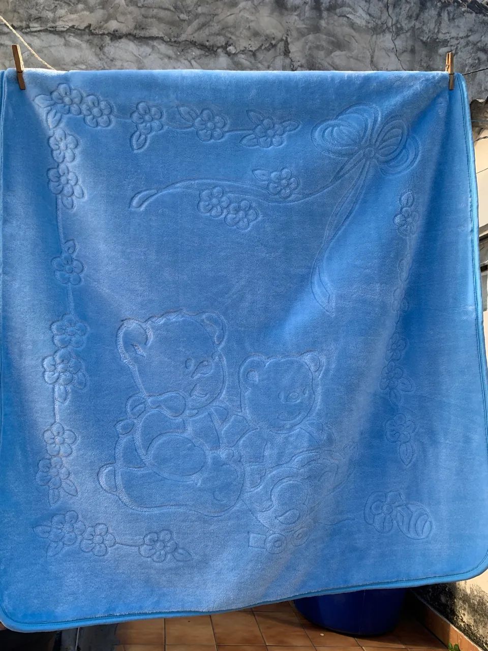 Cobertor para bebê azul 98 x 92 - Foto 5