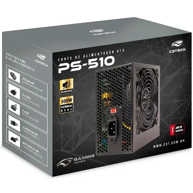 Fonte ATX 500W PS-510BK C3Tech Gaming - Foto 3