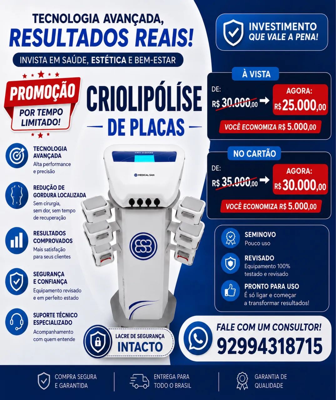 Aparelho estético Criolipólise de Placas 