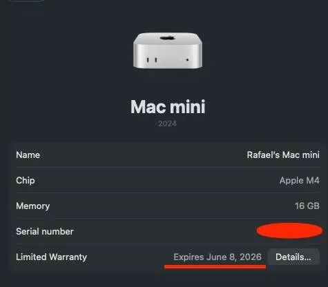 Mac Mini M4 (2024) | 16GB RAM | Na Garantia Apple até Junho/2026