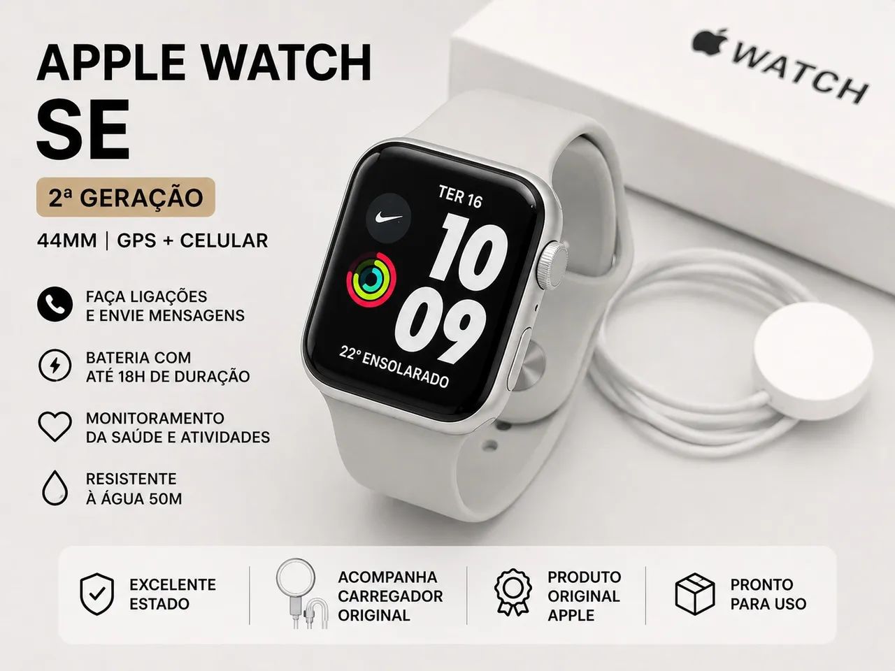 Apple Watch SE 2ª Geração 44mm GPS + Cellular