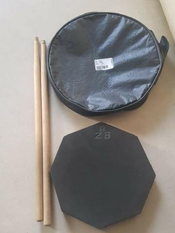 Pad para baquetas - treinamento para bateria e percussão (com capa e baquetas)