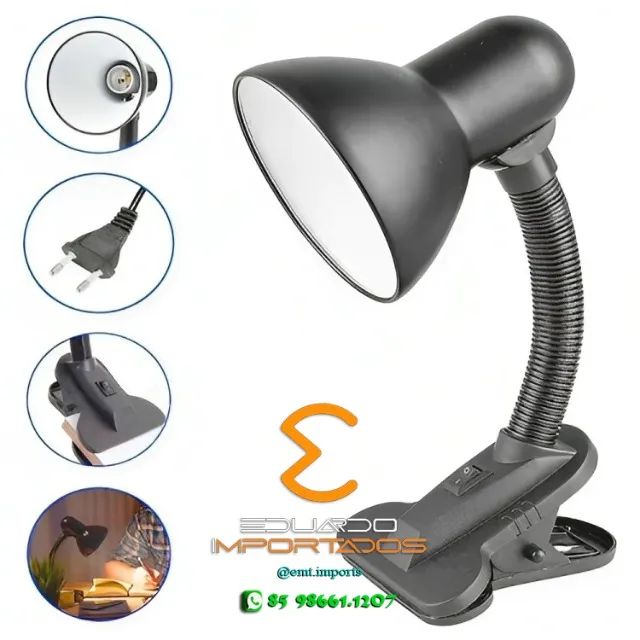 Luminária De Mesa Com Garra Presilha Bivolt E-27