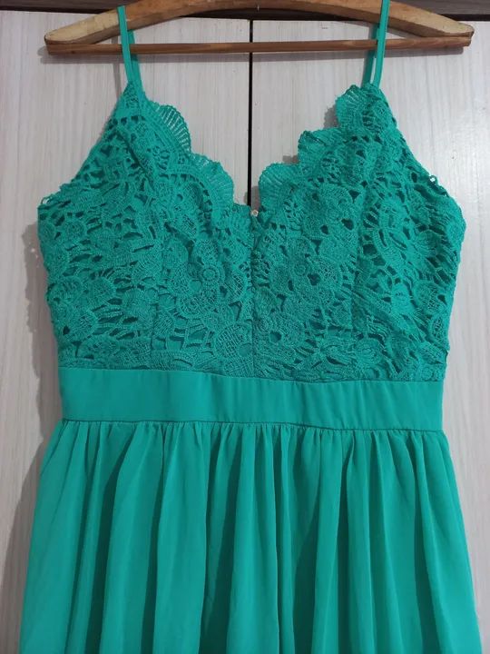Vestido de Festa Verde Tiffany com Renda - Foto 3