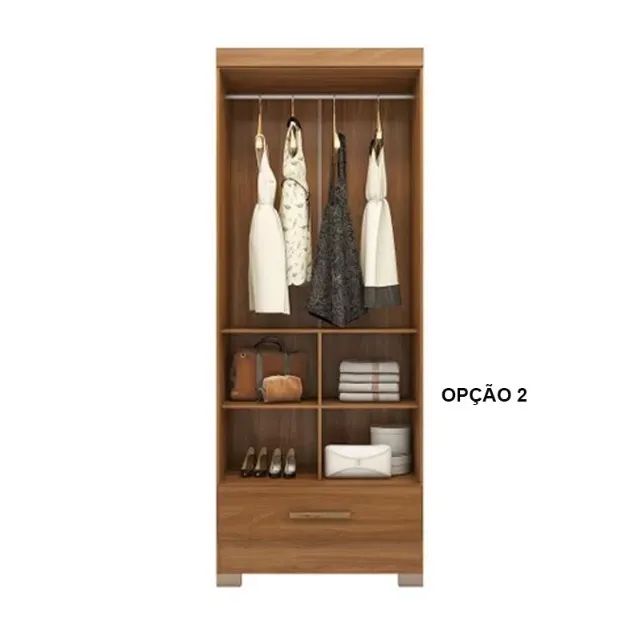 Promoção! Roupeiro Solteiro Smart Plus 2 Portas 1 Gaveta Cinamomo/Chumbo Até 12x  - Foto 3