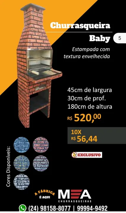 Churrasqueira Baby textura envelhecida