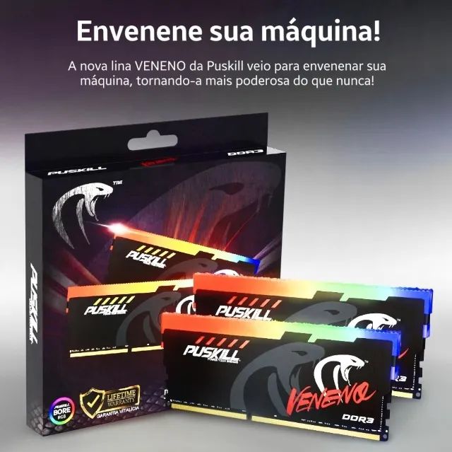 Memória Ram Ddr3 8gb 1600mhz 1.5v Rgb - Puskill - Novas - Foto 3