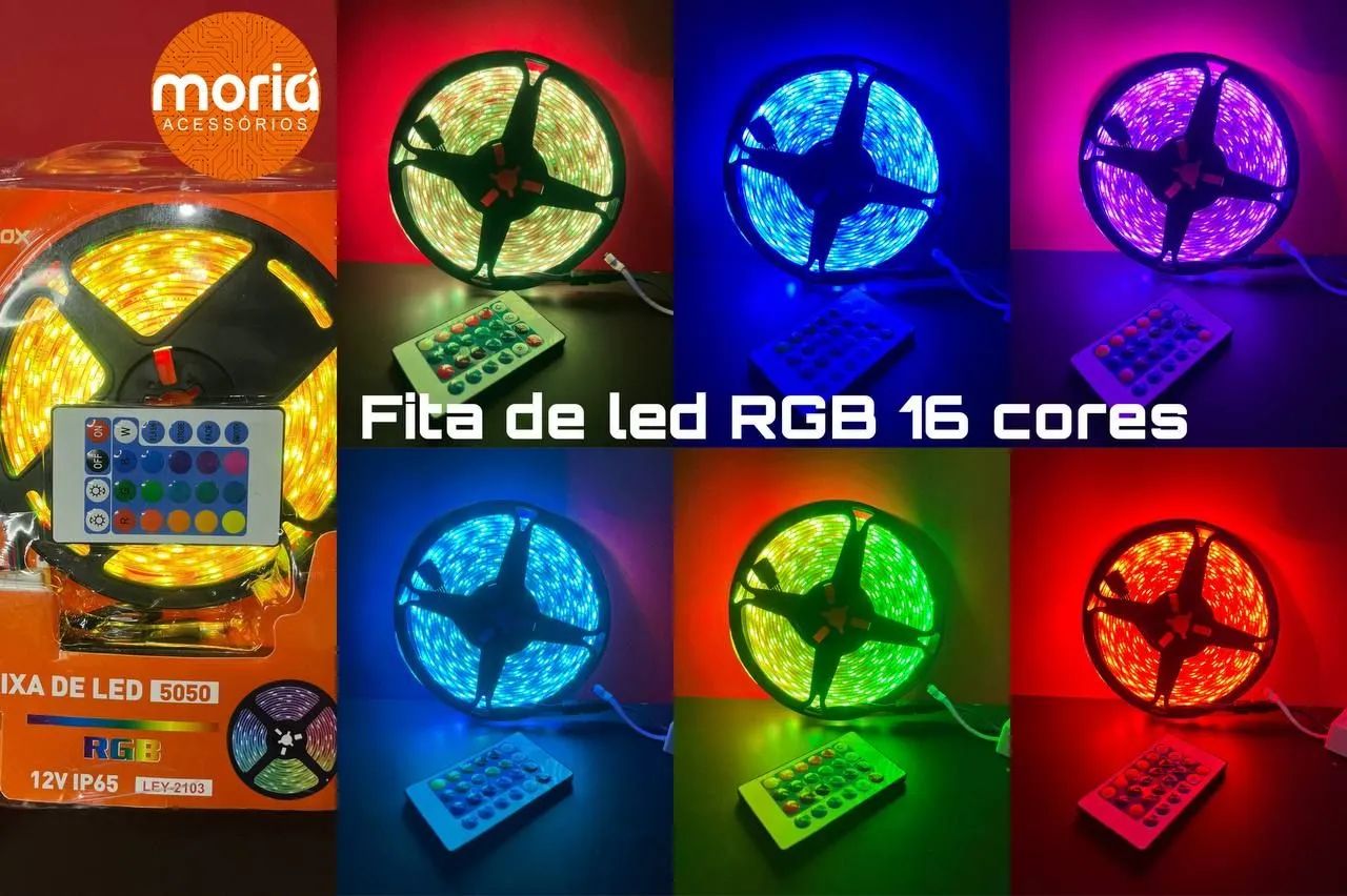 Fita Led 5050 Rgb Colorida 5mt 16 Cores + Fonte + Controle