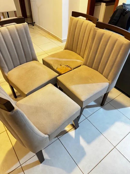 Jogo de 4 Cadeiras de Jantar Bege - Foto 3