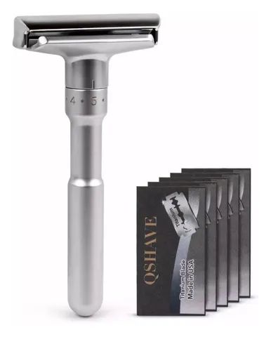 Barbeador Qshave Safety Razor 6 Niveis + 6 Lâminas  - Foto 3