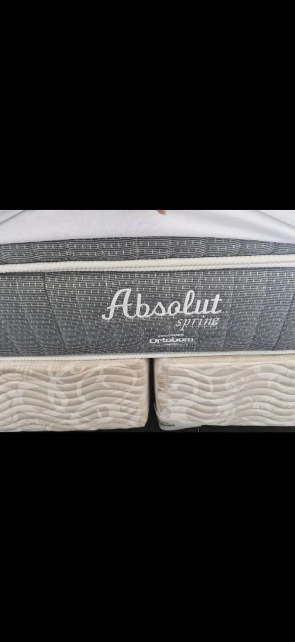 Cama Box king Size Ortobom Absolut Spring completa ( cabeceira e recamier baú capitonê)