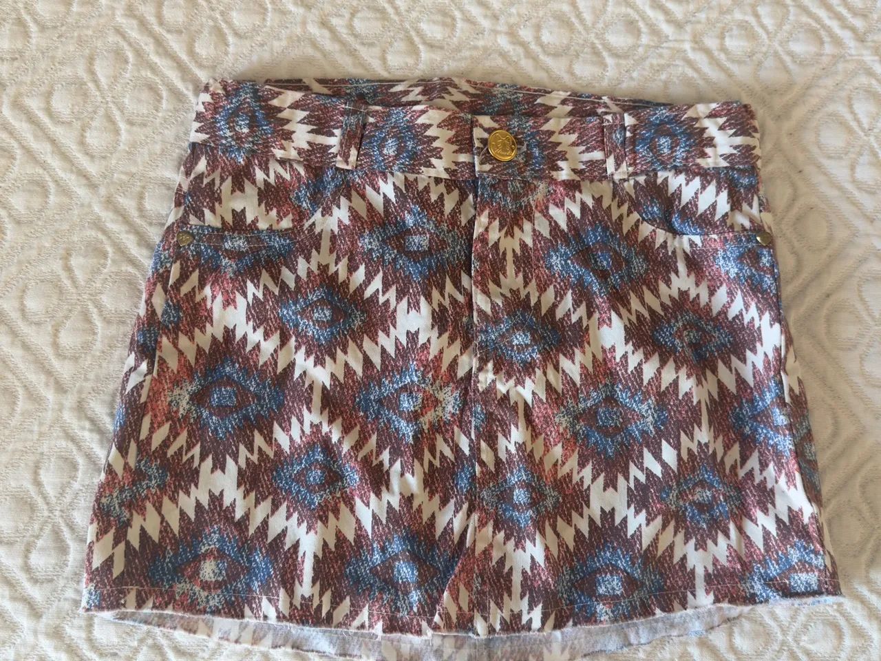 Saia Jeans Infantil Estampa Triangular