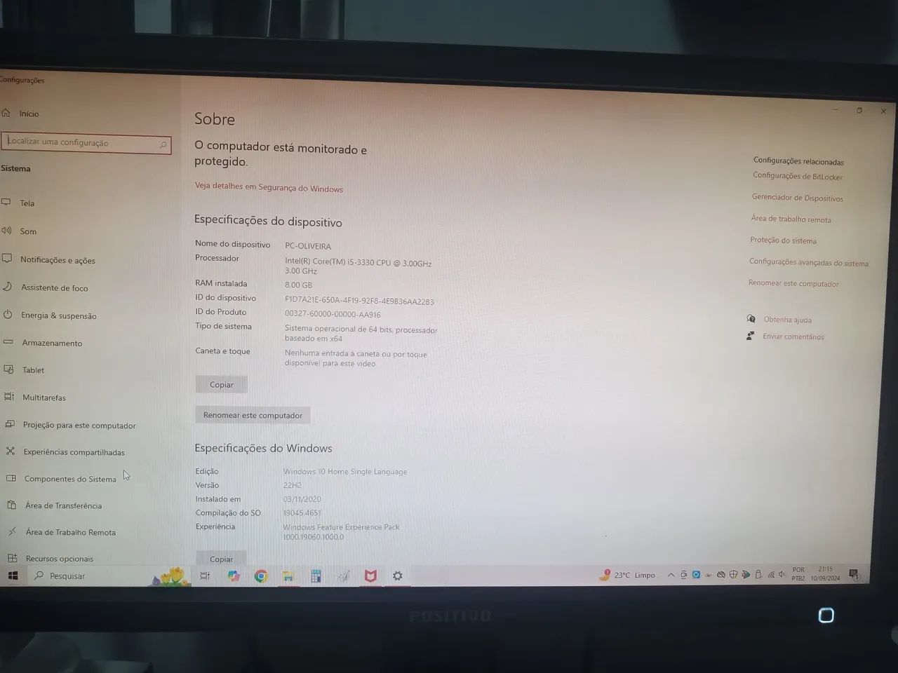 Setup com 2 monitores positivo com ajuste de altura, Pc com SSD 120 de memória. - Foto 4