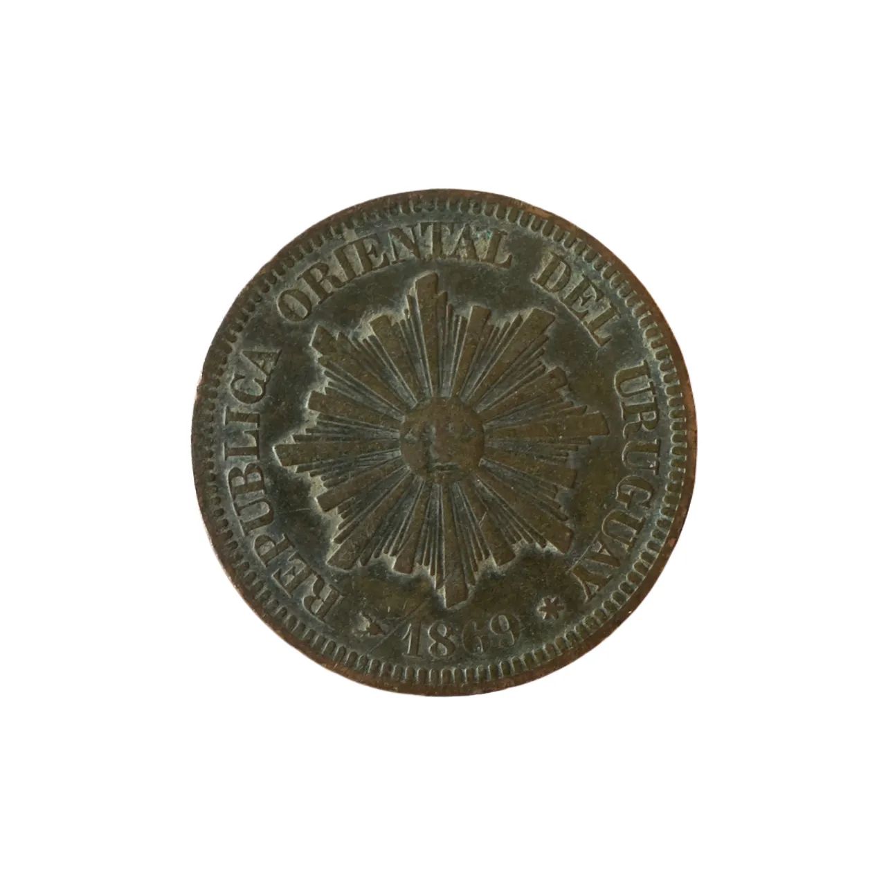 2 Centesimos 1869 MBC+ Uruguai América - Foto 2