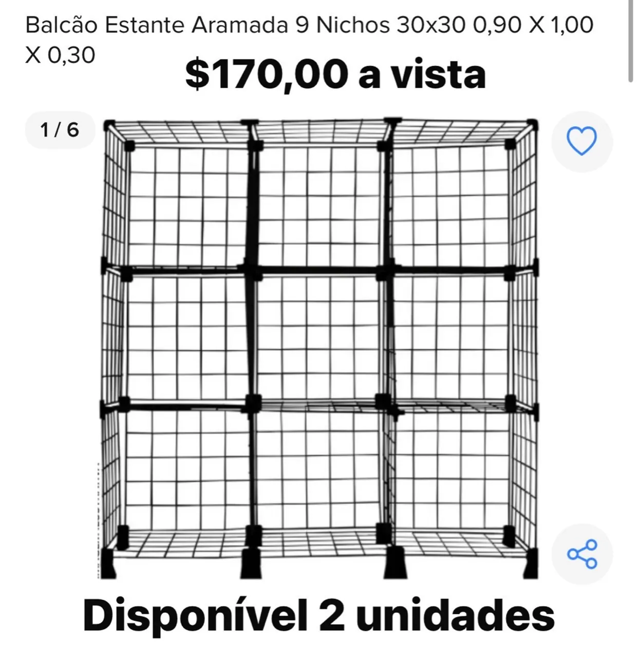 Balcão Estante Aramada 9 Nichos