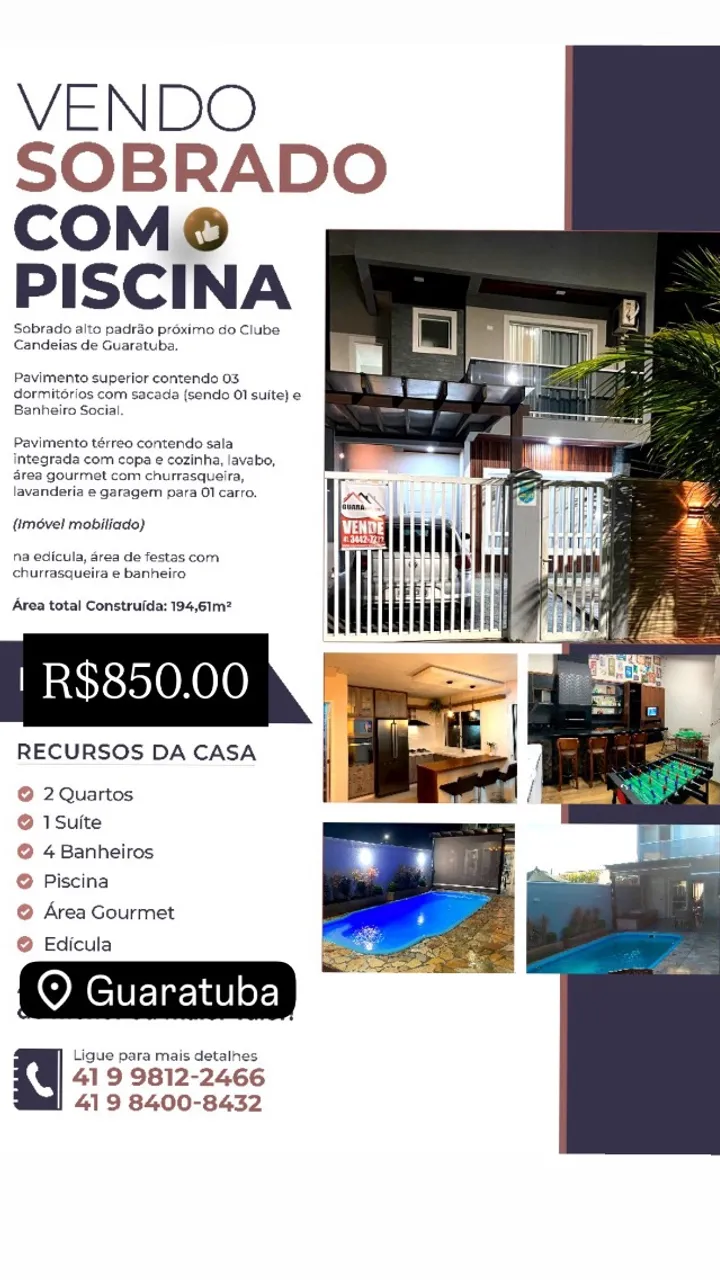 Sobrado a venda em guaratuba