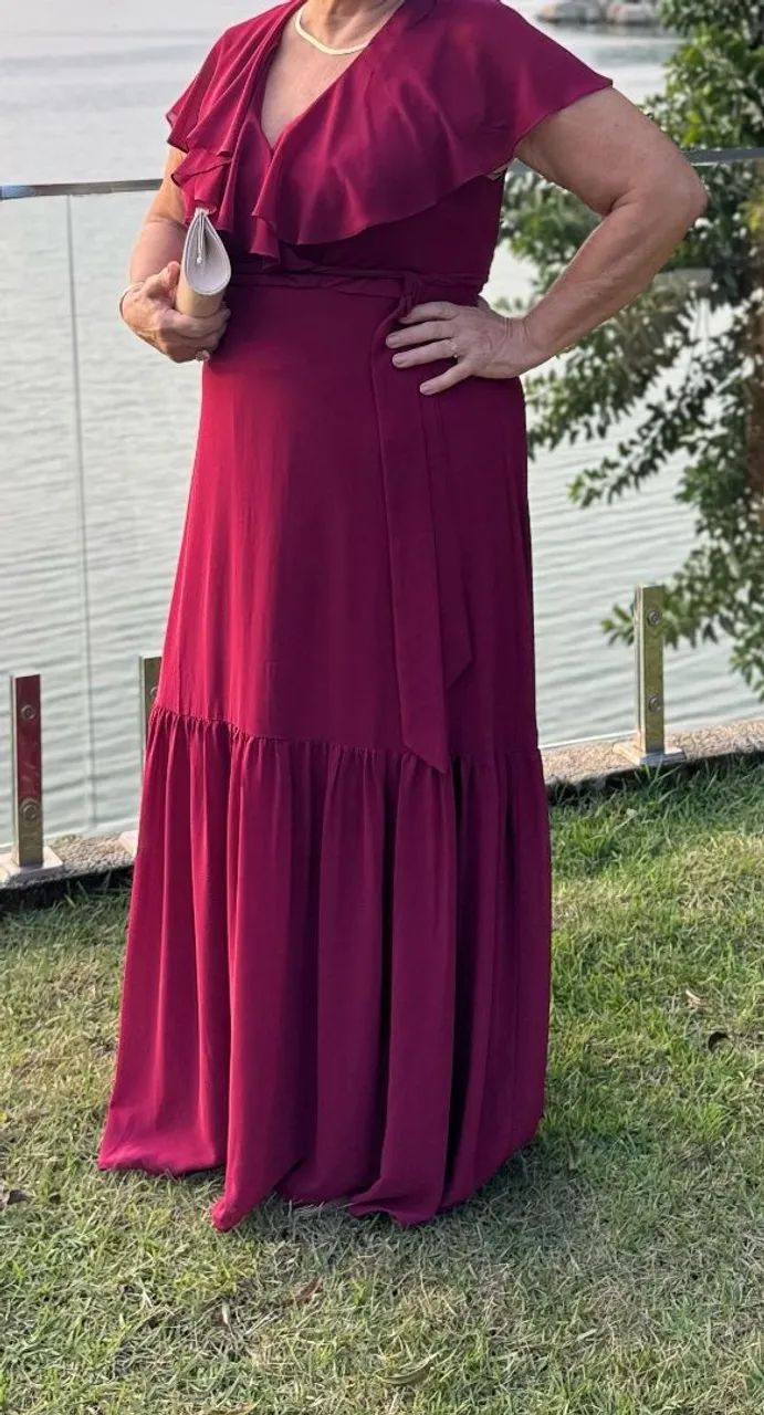 Vestido Longo Versala (bordô) - Foto 5