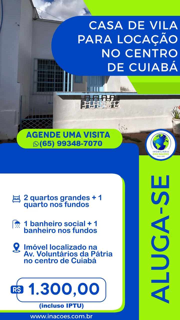 Casa de Vila para Locação no Centro de Cuiabá