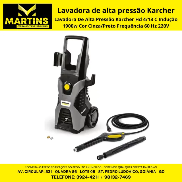 Lavadora De Alta Pressão Karcher Hd 4/13 C Indução 1900w Cor Cinza/Preto Frequência 60 Hz
