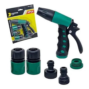 Esguicho bico com Gatilho para Irrigação Jardim com 4 Peças Engate Rápido Fertak