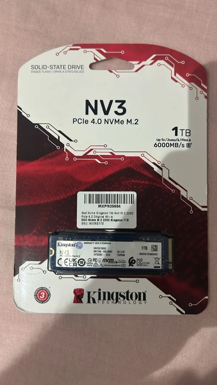 SSD Kingston NV3 1TB PCIe 4.0 NVMe M.2