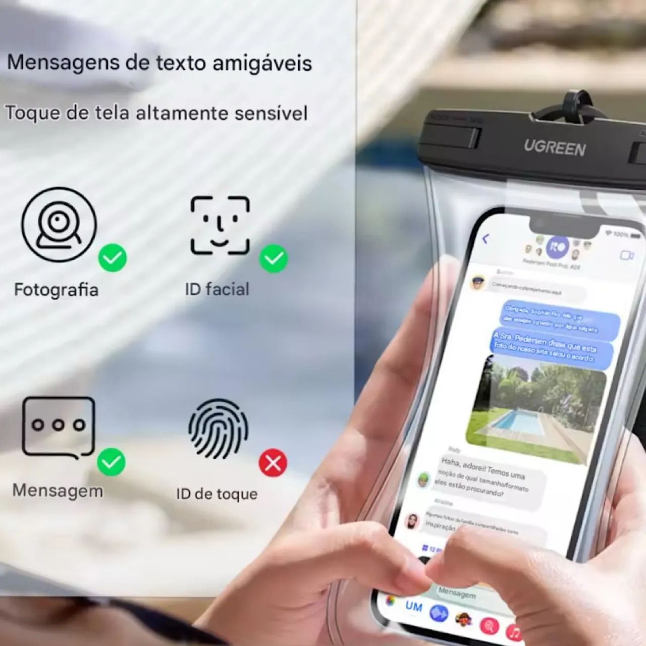 Case Ugreen Impermeável Capa Celular Selada Proteção Na Água e Mergulho Bolsa Prova d?água - Foto 3