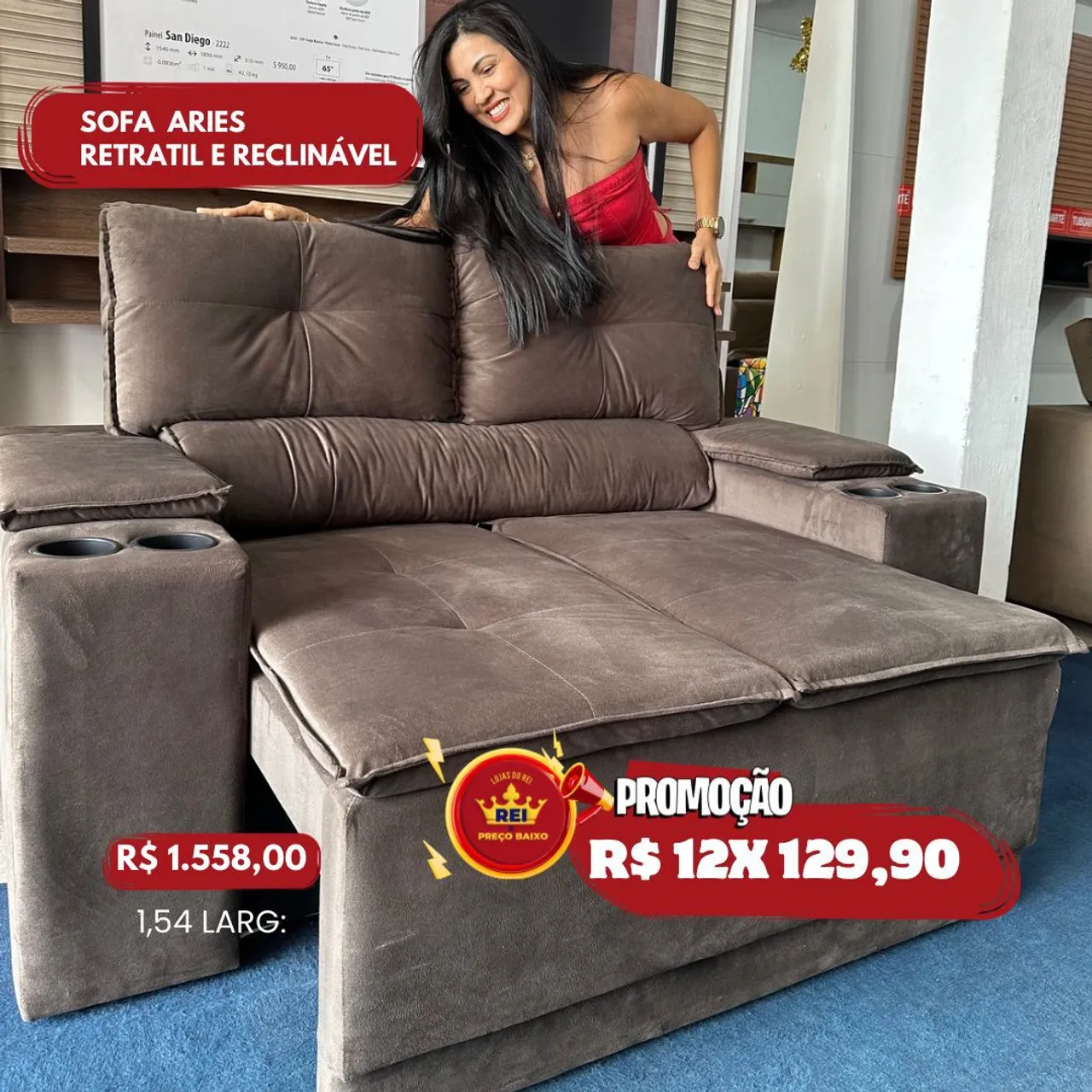 PROMOÇÃO URGENTE - Sofá RETRÁTIL RECLINÁVEL Áries Marrom apenas 12x de R$129,90