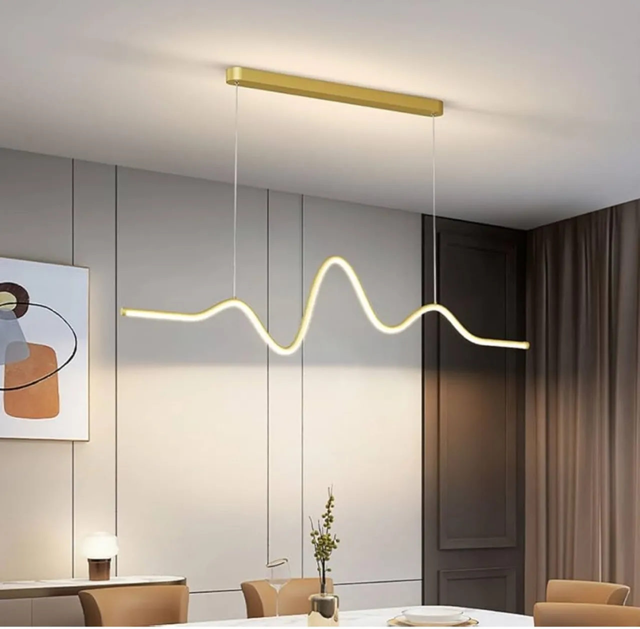 Lustre Moderno LED Design Curvilíneo - Iluminação Elegante