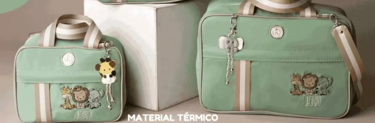 Kit de bolsas maternidade térmica com chaveiros de bichinhos