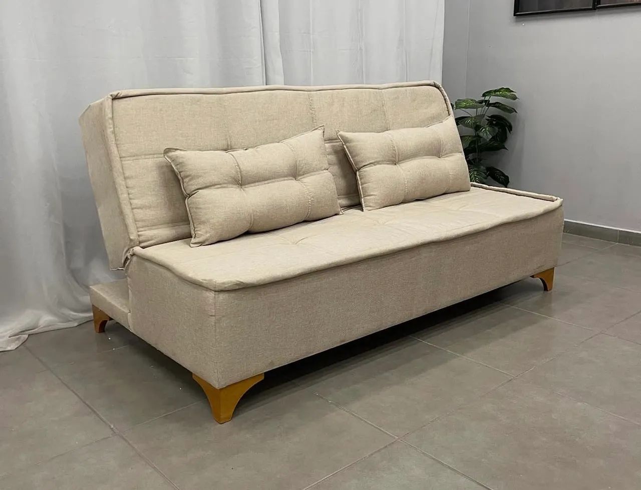Sofá Cama Zayan 2 Lugares Tecido Linho 186cm - Foto 2