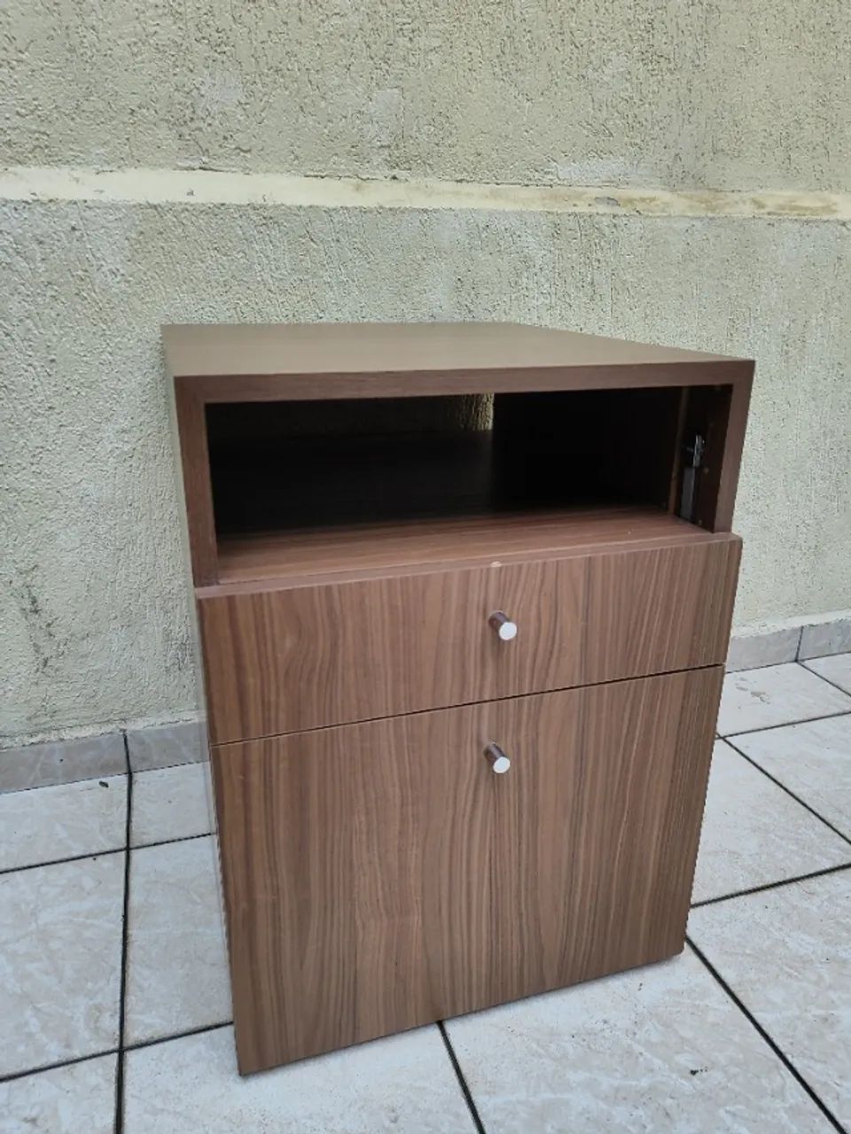 Gaveteiro Marrom Escuro com Rodinhas - 2 Gavetas Amplas e Nicho