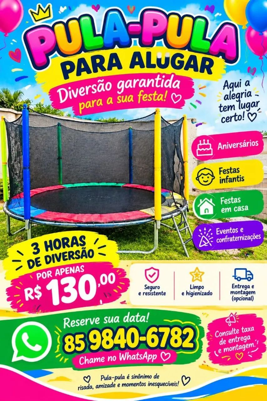 Pula pula para alugar