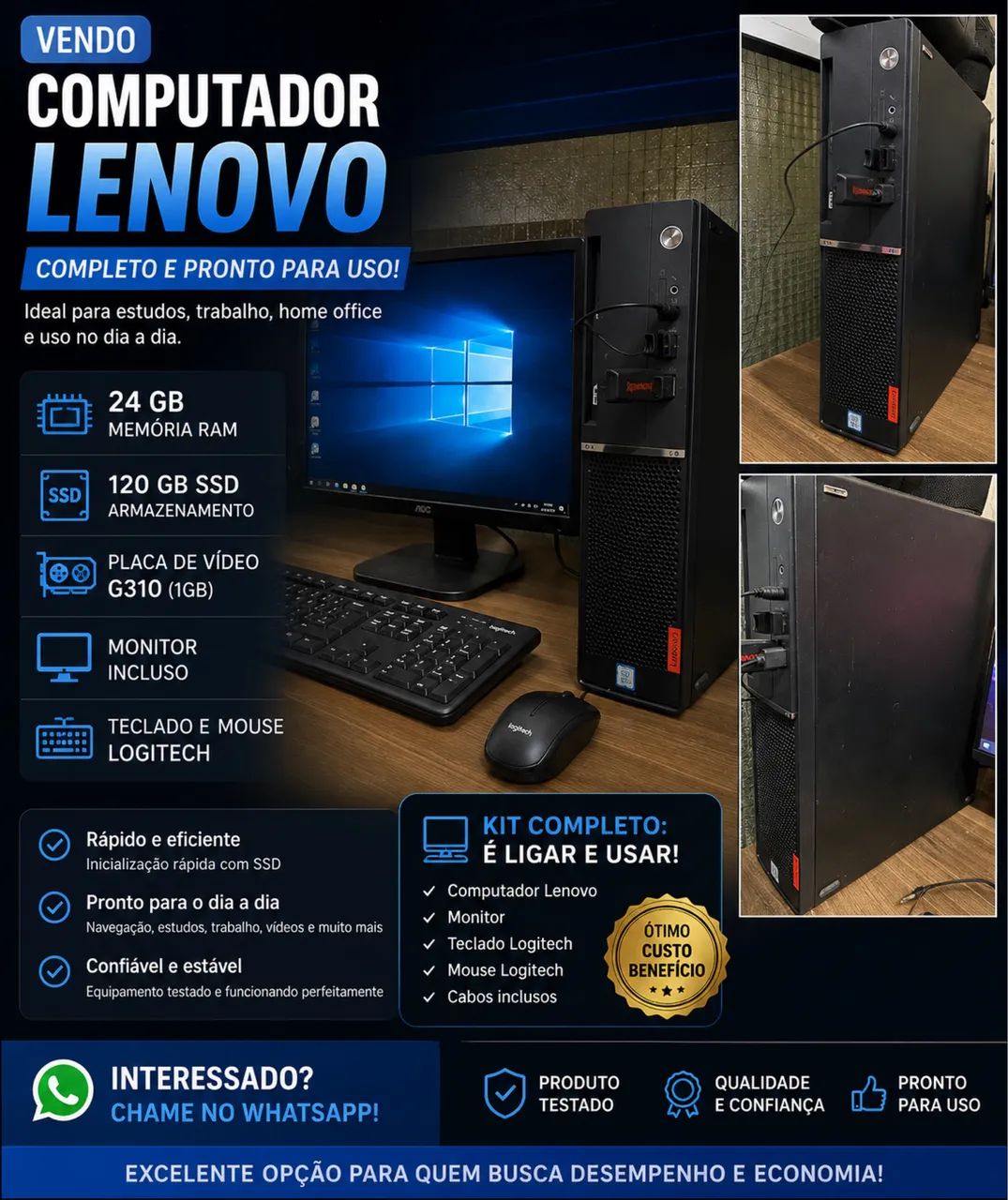 COMPUTADOR CORE I5 7400 24gb ram  - Foto 3