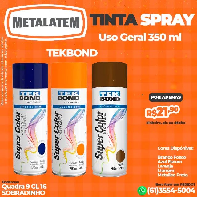 Tinta Spray Uso Geral 350ml Tekbond
