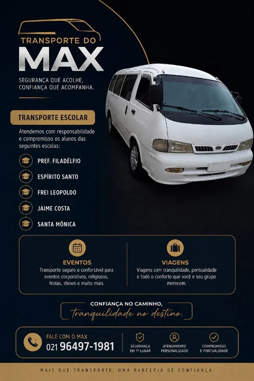 Transporte particular de Van - (Transporte Escolar, para Eventos e Viagens)