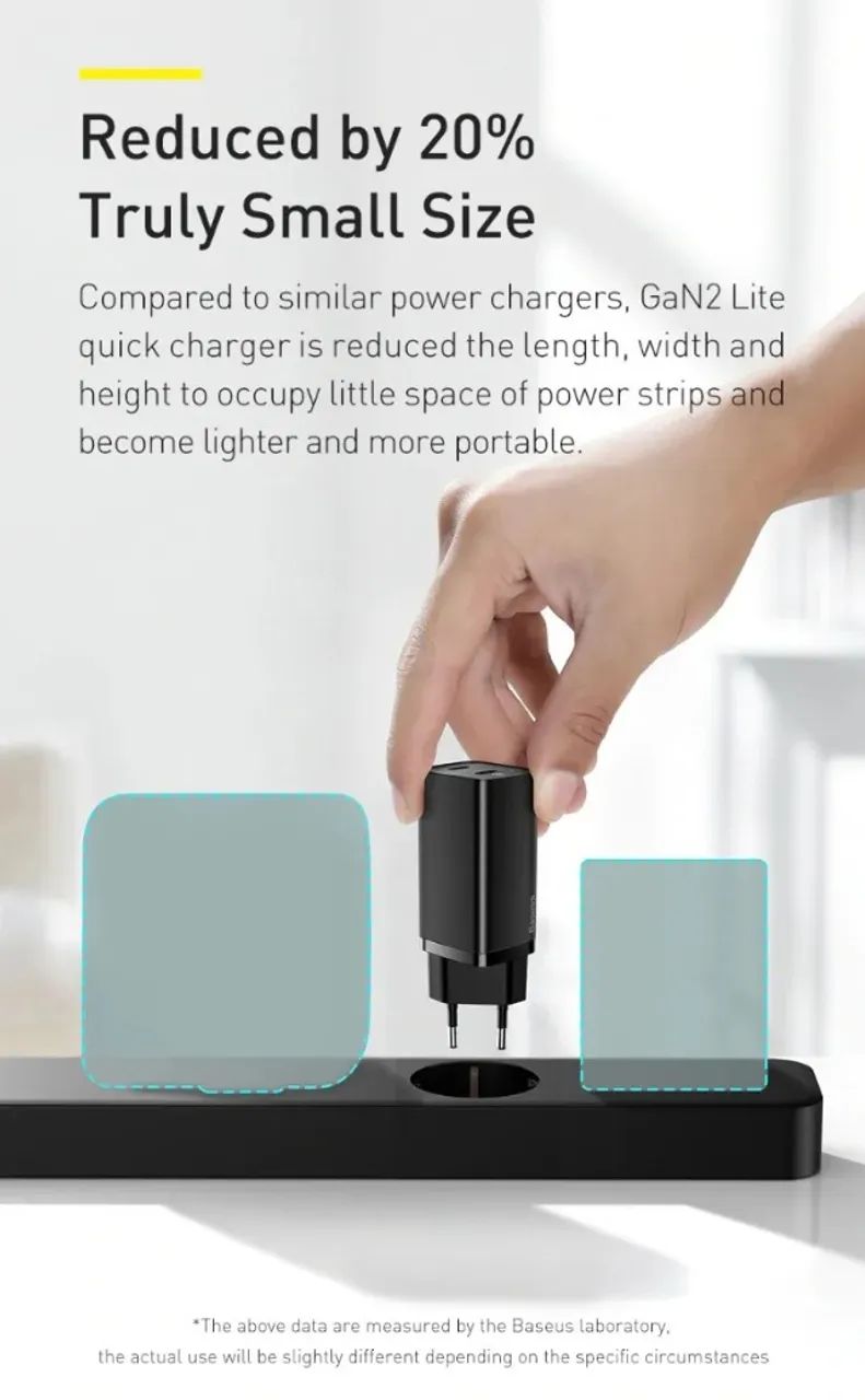 Carregador Rápido Baseus Gan 2 Lite Type-c + Usb 65w - Foto 3
