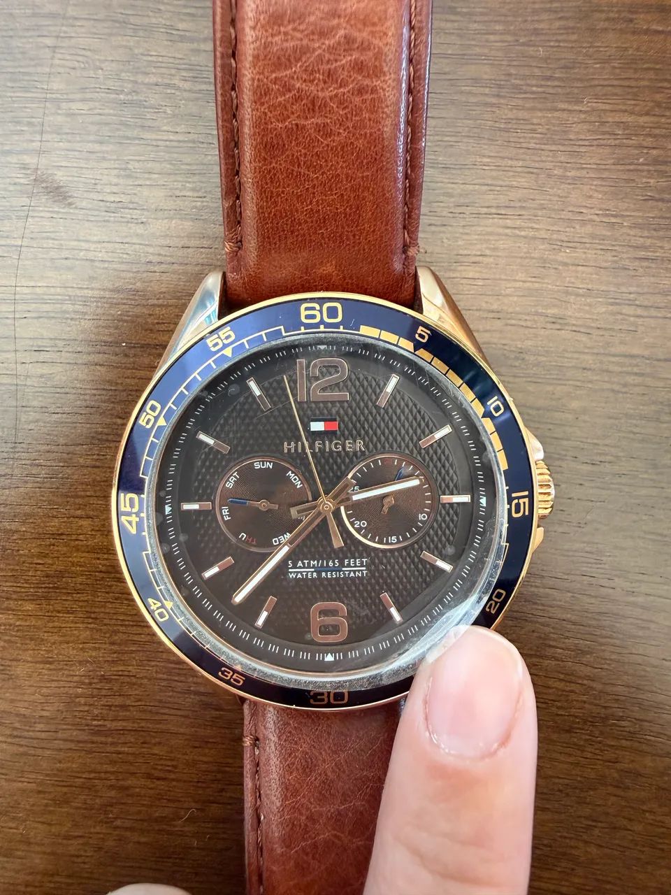 Relógio masculino Tommy Hilfiger pulseira de couro - Foto 5