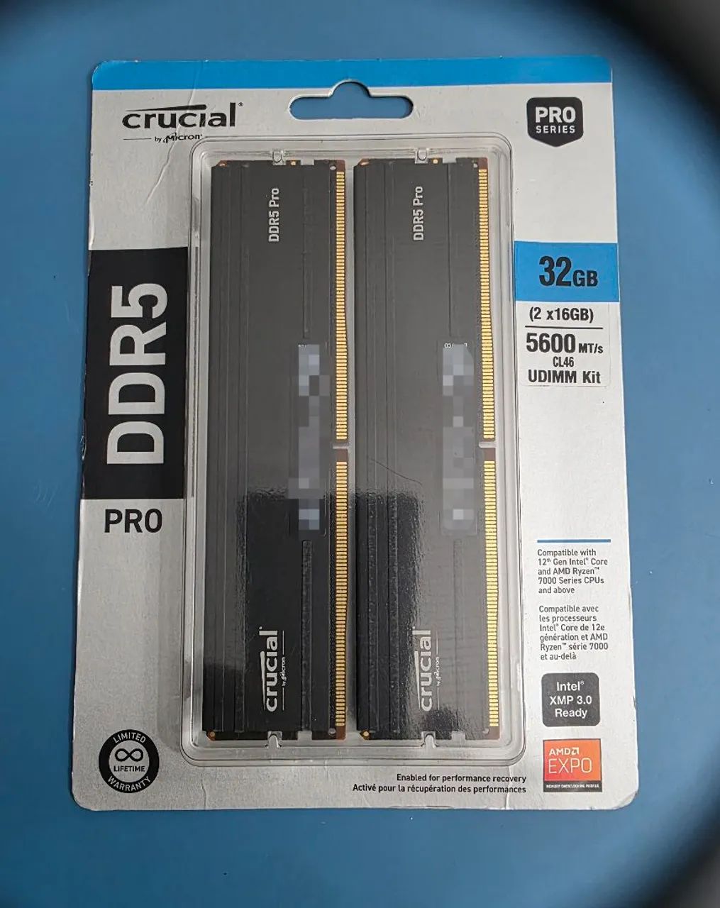 中古　Crucial DDR5-5600 Pro 32GB DDR5 32GB Crucial pro 2x16 5600MT/ produto novo lacrado - Memória