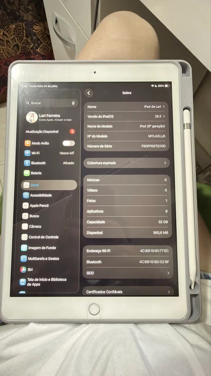 iPad série 8 de 32gb prata - Foto 2