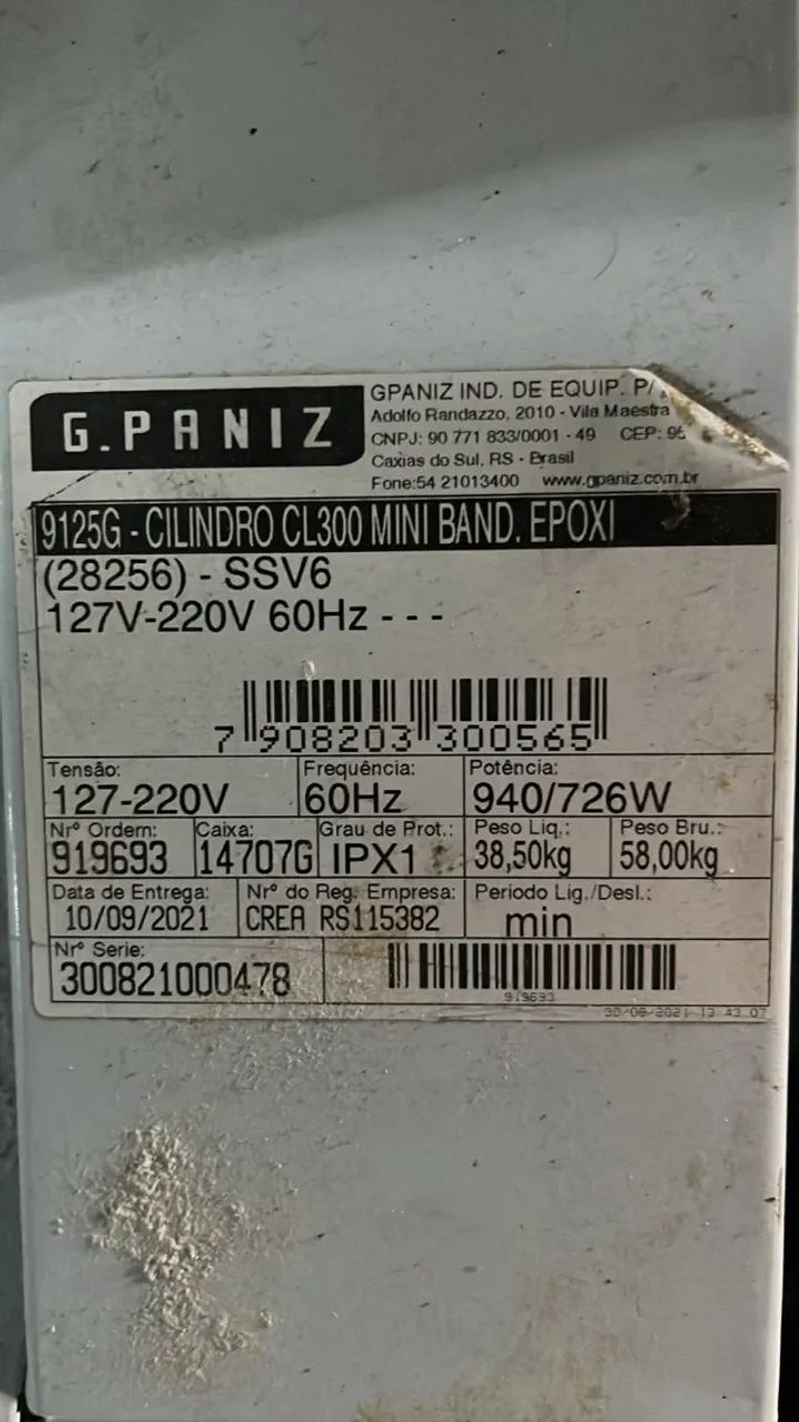 Cilindro de massa GPaniz CL300 - Profissional